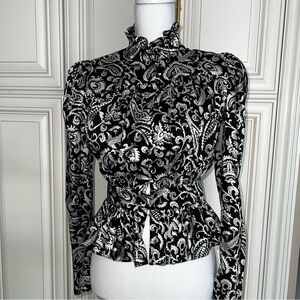 Topshop Black and White Patterned Blouse
